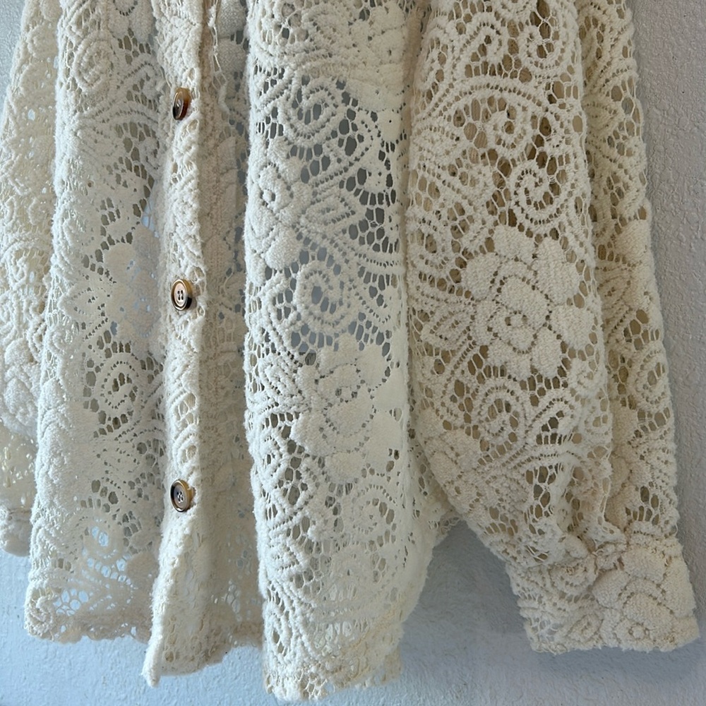 Cream Lace Button-Front Jacket - Picture 9 of 14